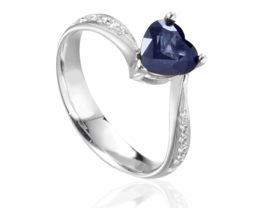 18k White Gold with Natural Sapphire and Diamonds