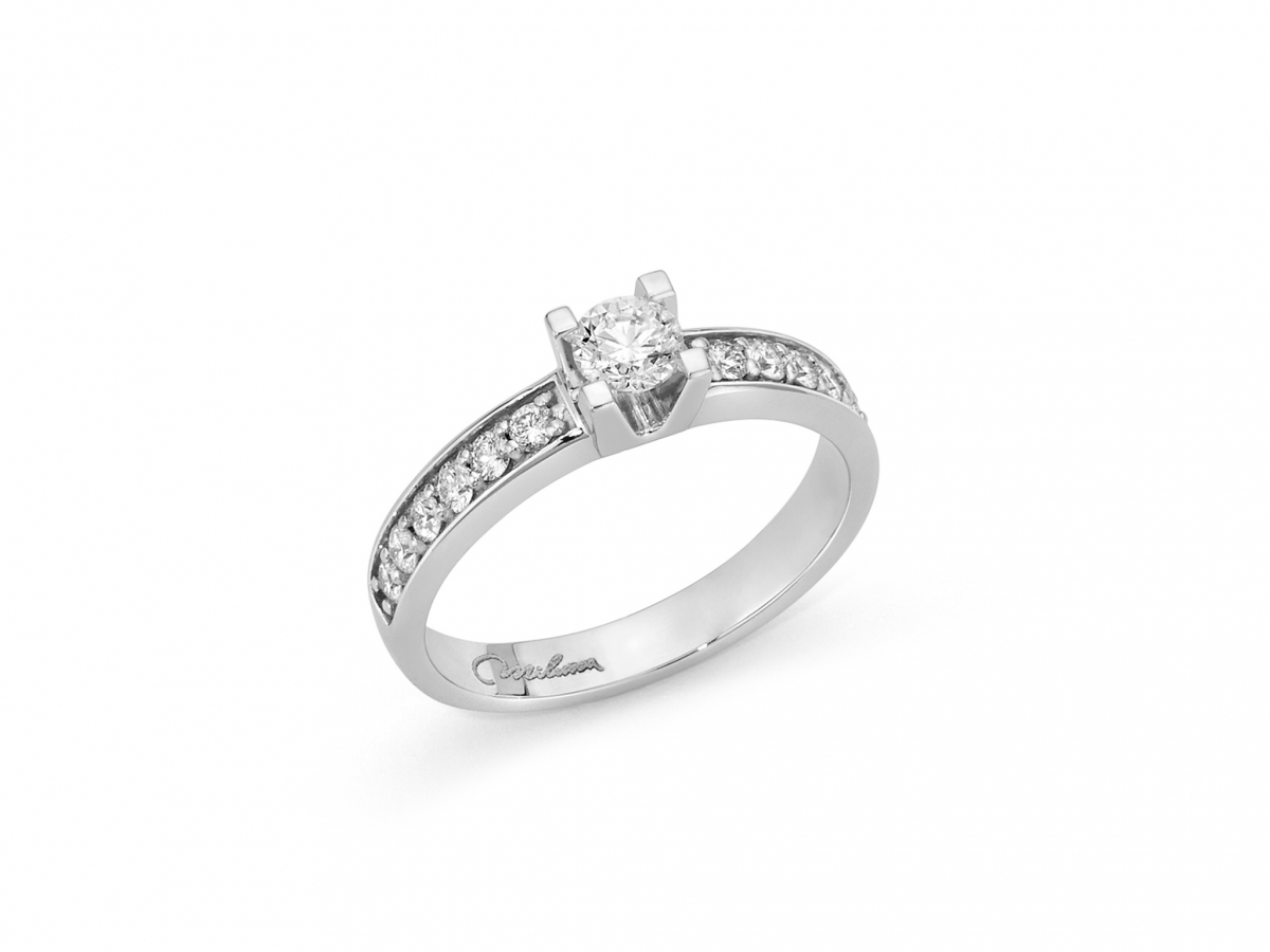 18K White Gold 0.30ct Natural Diamond Ring MILUNA