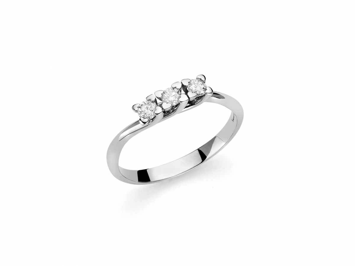 Anello Trilogy Miluna in oro bianco 18kt e Diamante Naturale da 0.24ct LID3299