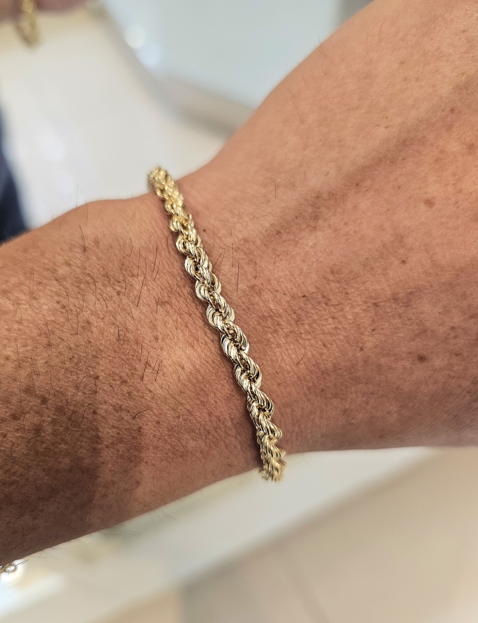 Bracciale maglia fune - corda 4 mm in oro giallo 18kt 