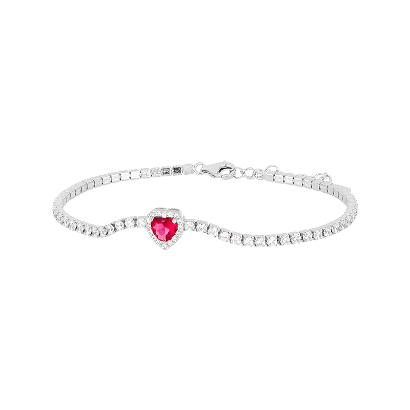 Cubic Zirconia White Heart Tennis