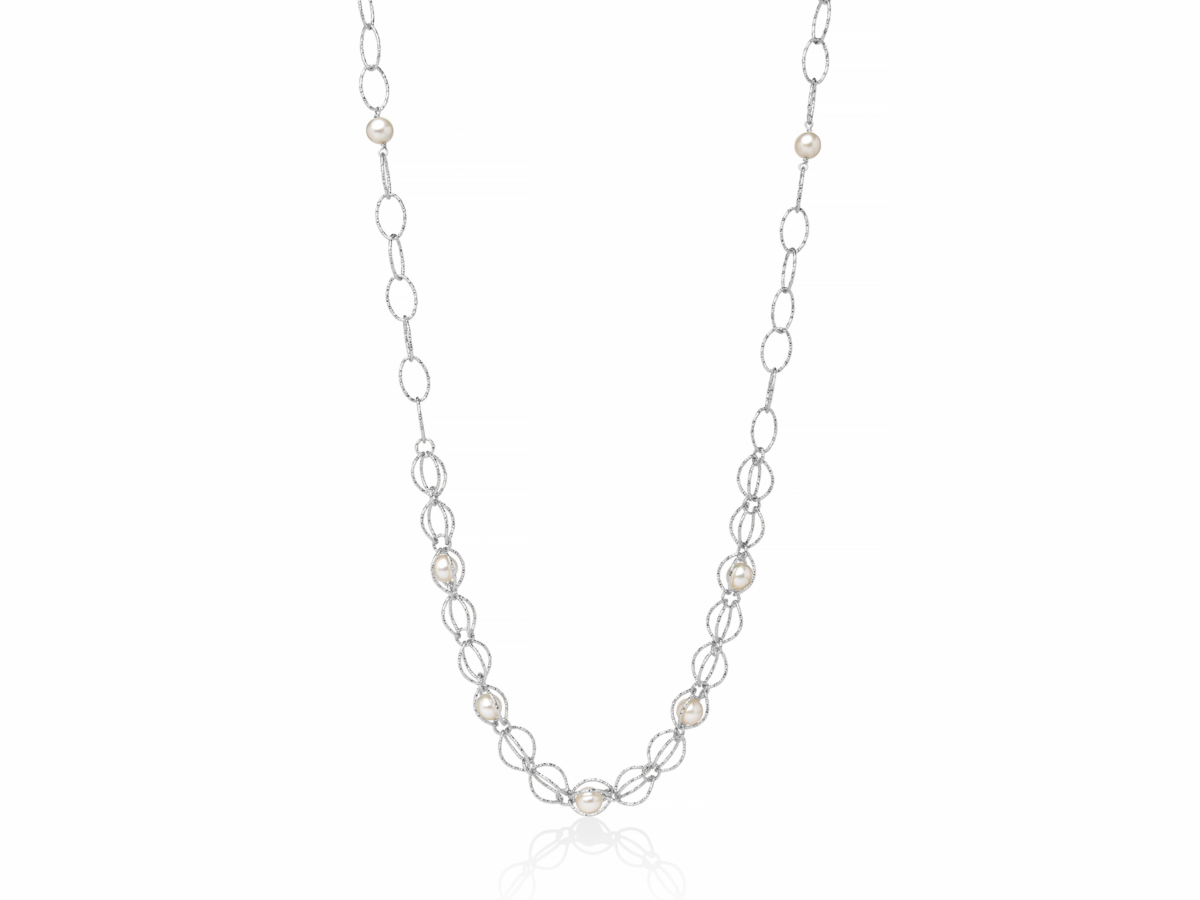 Collana lunga Miluna in Argento e Perle Naturali PCL6333B