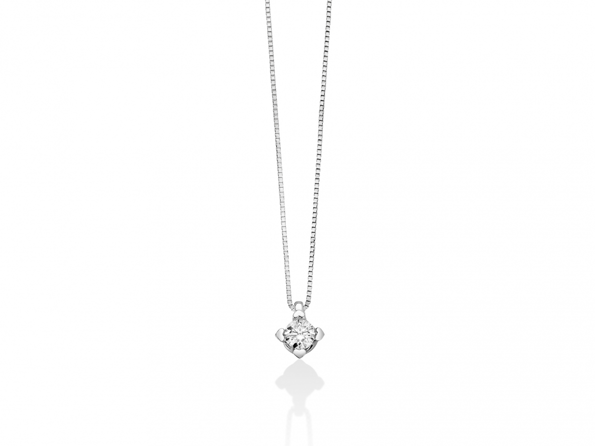 MILUNA - 18K White Gold Necklace with 0.15ct Natural Diamond